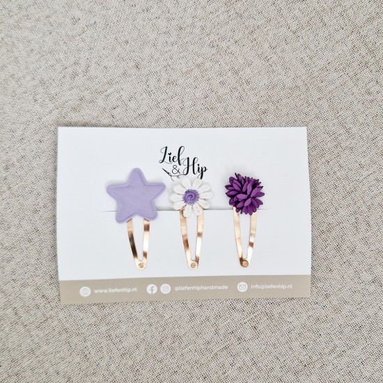 Haarspeldsetje van 3 | Groot | Paars