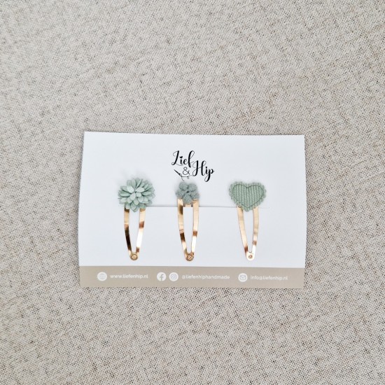 Haarspeldsetje van 3 | Groot | Mintgroen