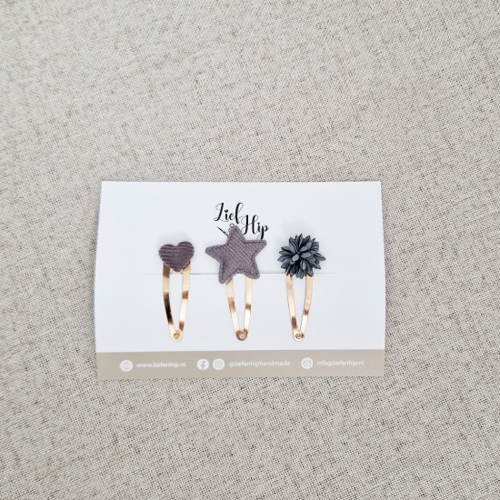 Haarspeldsetje van 3 | Groot | Antraciet