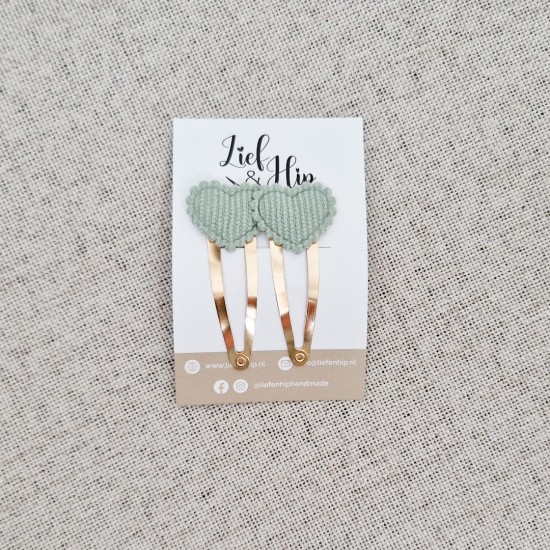 Haarspeldsetje van 2 | Groot | Hartje mintgroen