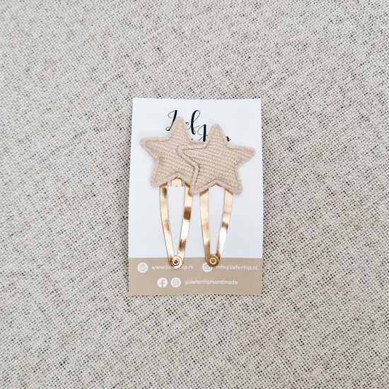 Haarspeldsetje van 2 | Groot | Ster lichtbruin