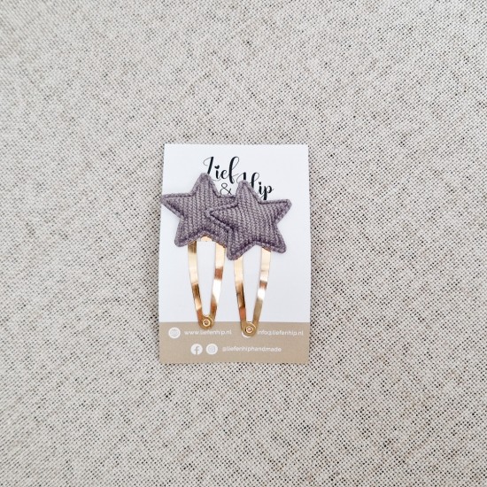 Haarspeldsetje van 2 | Groot | Ster grijs