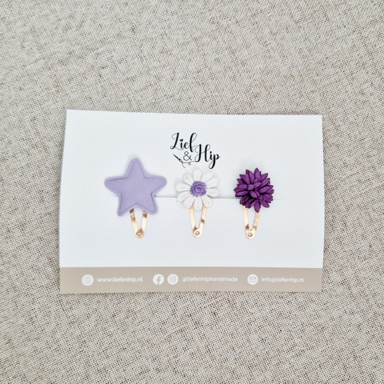 Haarspeldsetje van 3 | Middel | Paars