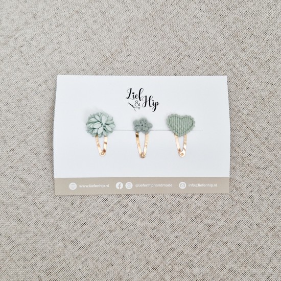 Haarspeldsetje van 3 | Middel | Mintgroen