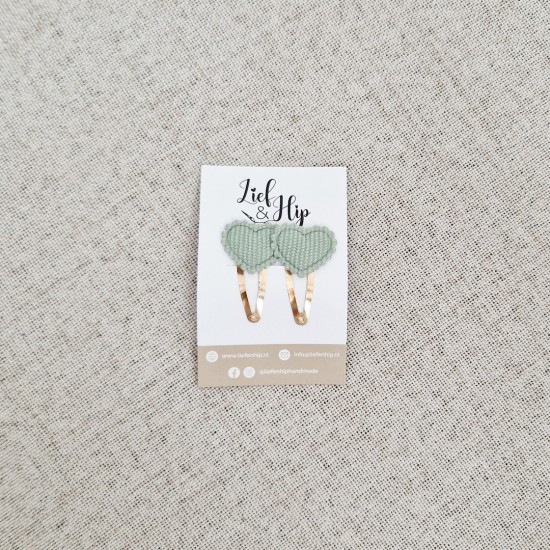 Haarspeldsetje van 2 | Middel | Hartje mintgroen