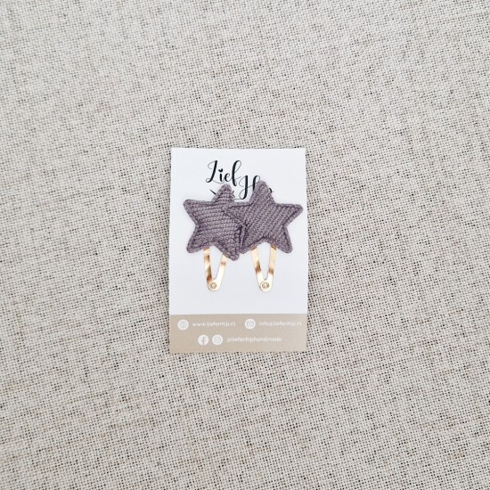 Haarspeldsetje van 2 | Middel | Ster grijs