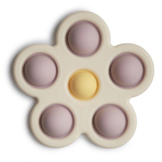 Mushie | Bloem pop-it | Soft Lilac/Daffodil/Ivory