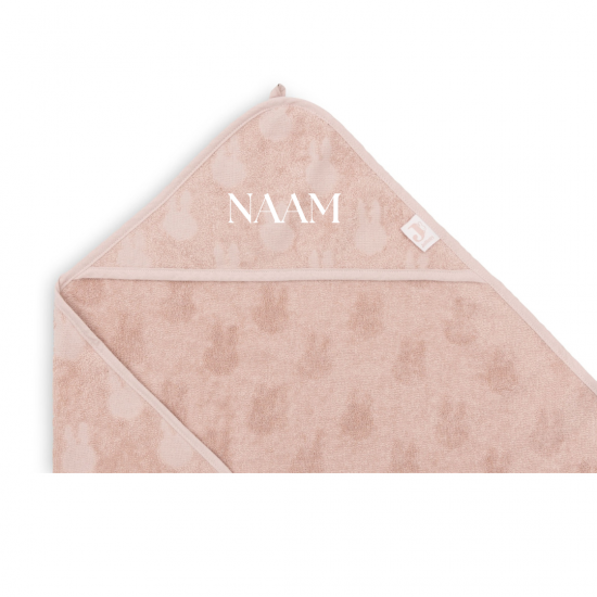 Jollein   badcape nijntje   wild rose   met naam2