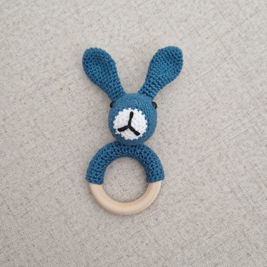 Gehaakte rammelaar | Konijn | Petrol